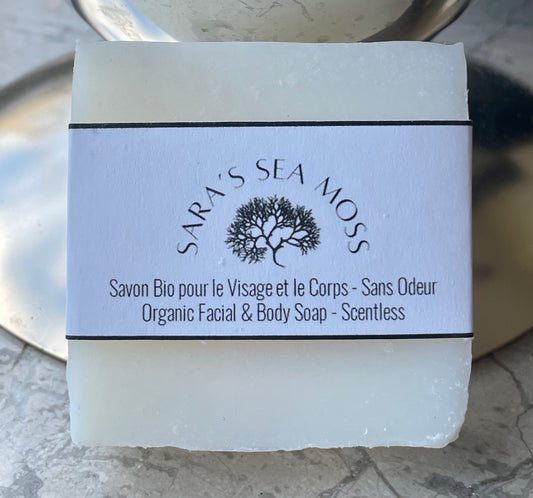 Sea Moss Face & Body Organic Scentless Soap for Sensitive Skin 120g.